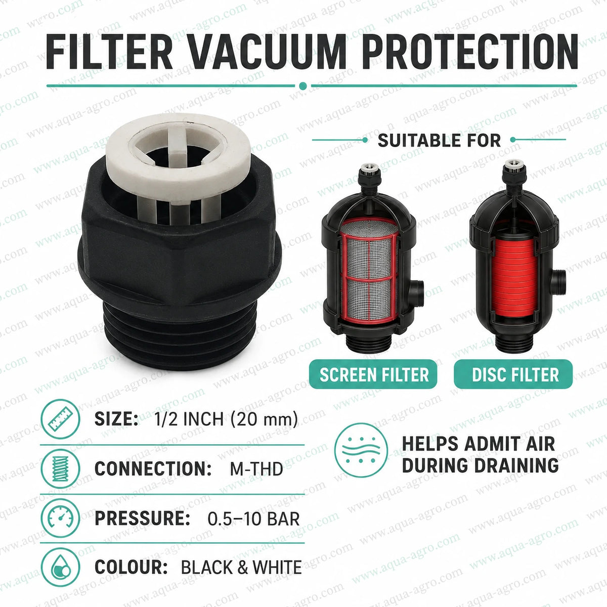 AUTOMAT HT-86 VB 20mm Male Threaded Vacuum Breaker For Screen Filter And Disc Filter Air Intake During Pipeline Draining