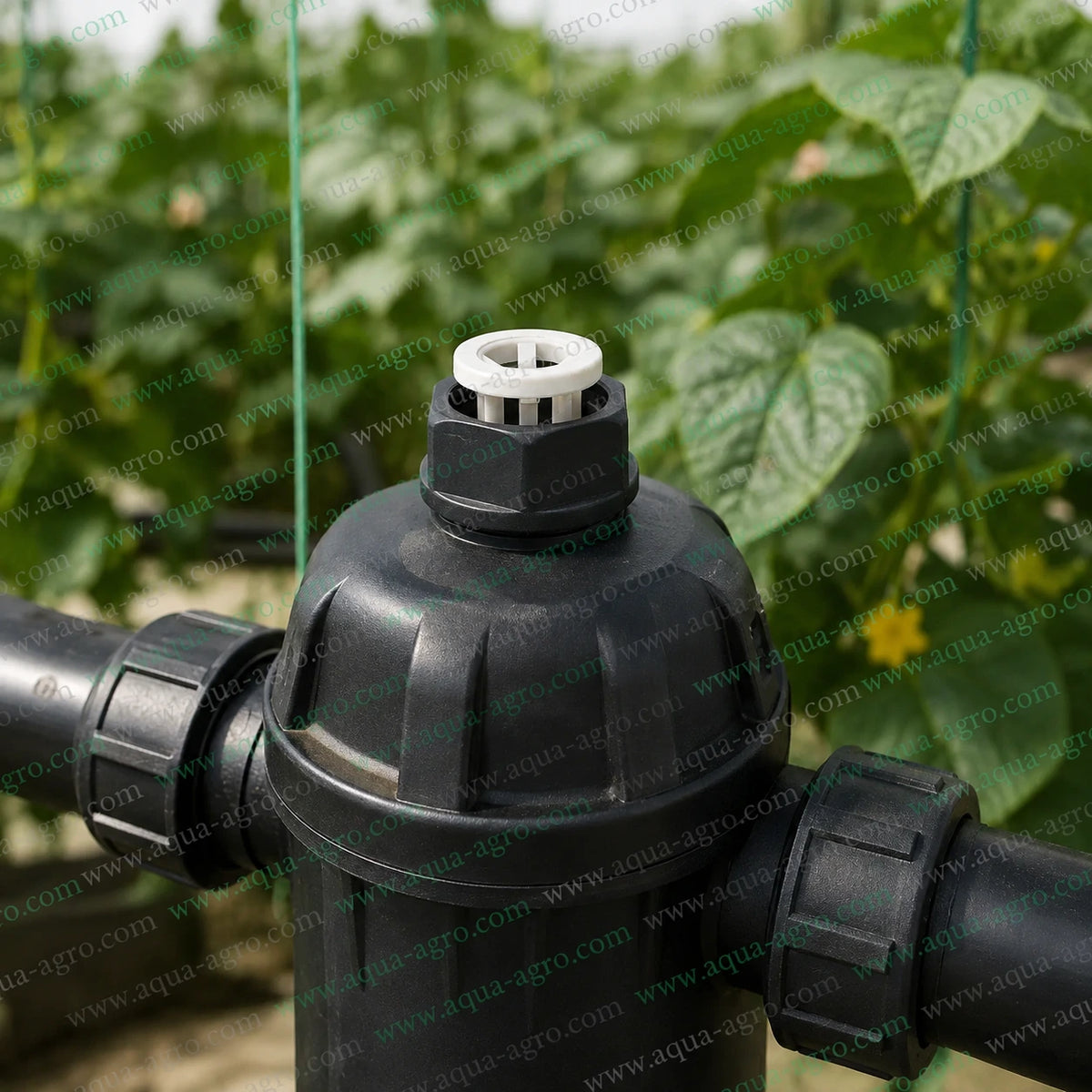 AUTOMAT HT-88 VB vacuum breaker installed on irrigation filter for air intake, vacuum protection and agricultural irrigation systems