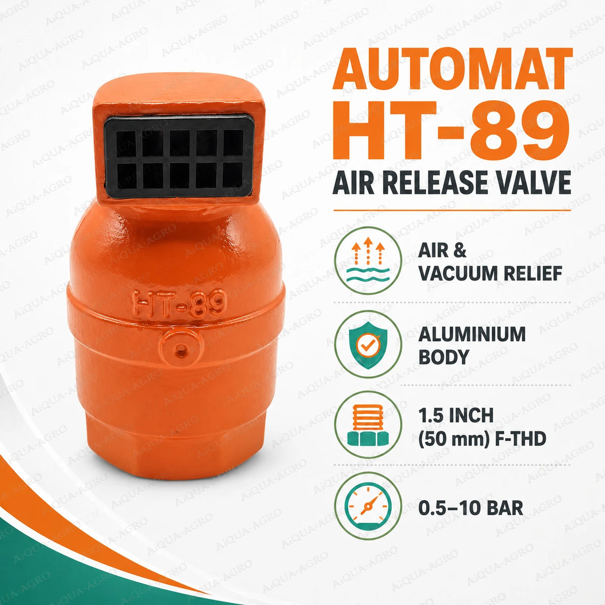 Automat HT-89 1.5 Inch 50mm Aluminium Air-Cum-Vacuum Relief Valve With Female Thread And 0.5-10 Bar Operating Pressure
