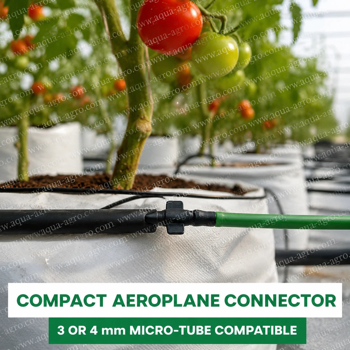 AQUA AGRO Lite 4 mm barbed cross cut pin aeroplane micro connector black PP drip irrigation fitting for 3 mm or 4 mm micro tube and 0 to 4 bar pressure