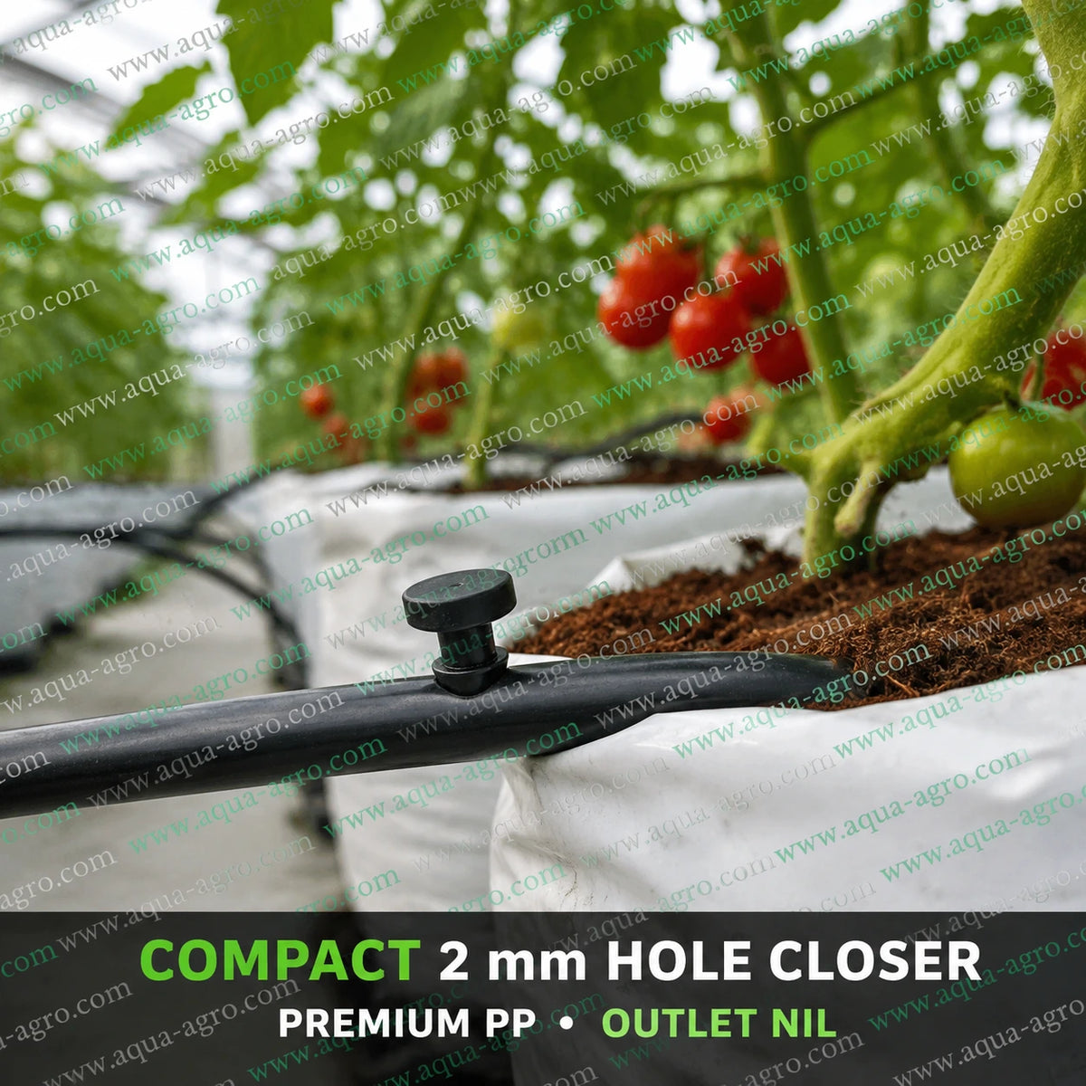 AQUA-AGRO Premium 2mm goof plug installed in drip irrigation pipe compact black hole closer for sealing unused drip holes