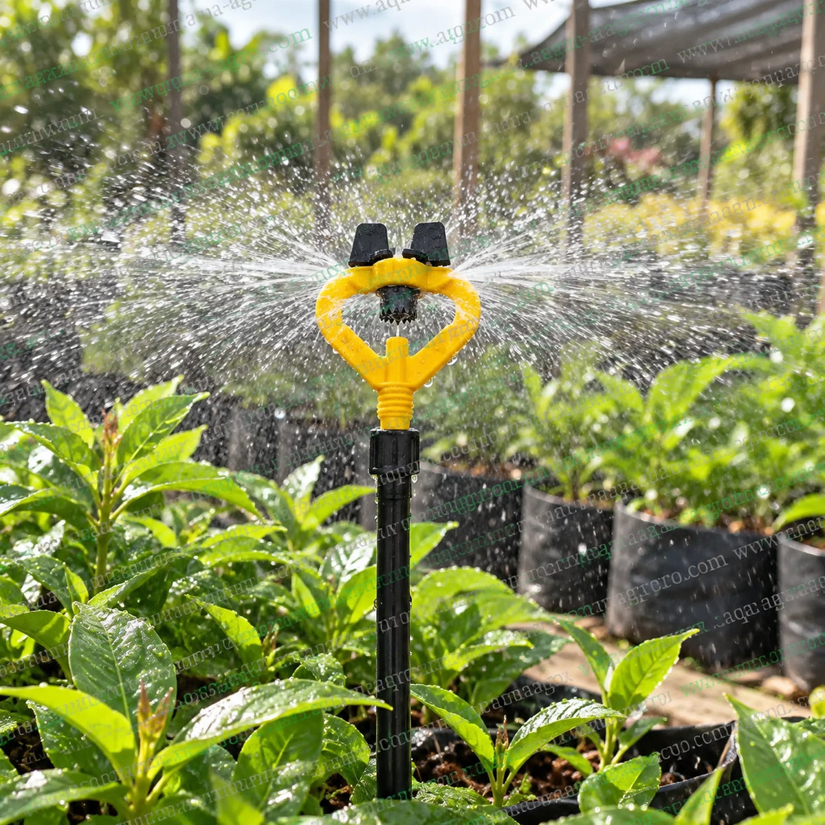 AQUA-AGRO Thai Jet Ray Jet Mister Sprinkler Black and Yellow 50 LPH Full Circle 360 Degree Water Spray for Nursery Plants Garden Irrigation and Agricultural Micro Sprinkler Systems