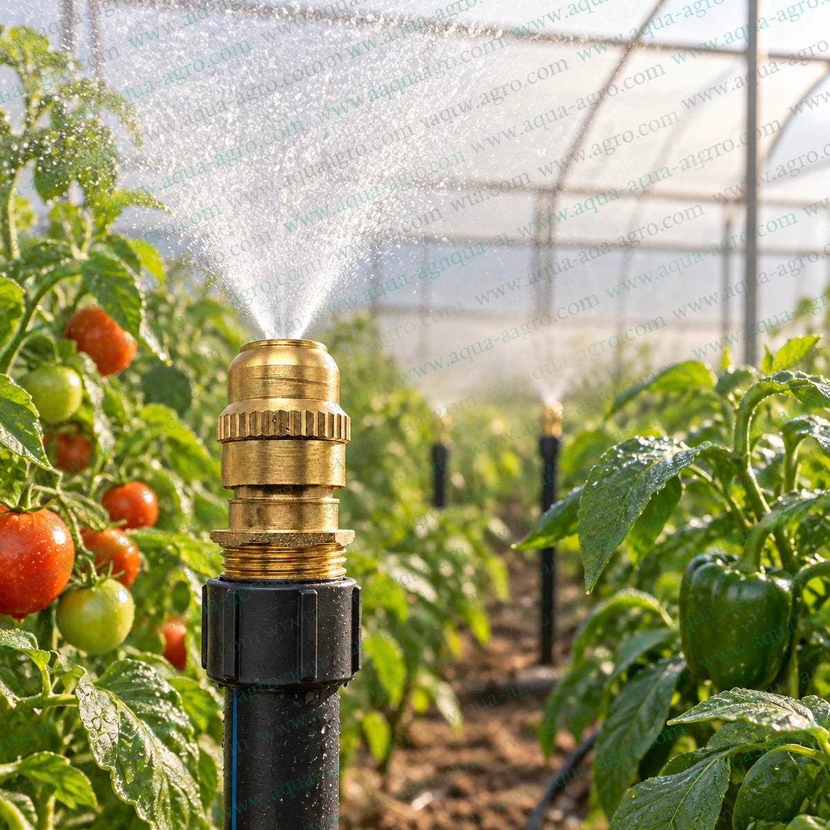 AQUA AGRO Premium Brass Atomiser Sprayer Providing Fine Water Mist for Greenhouse Tomato and Capsicum Crops with Adjustable Flow for Agricultural Irrigation and Nursery Watering