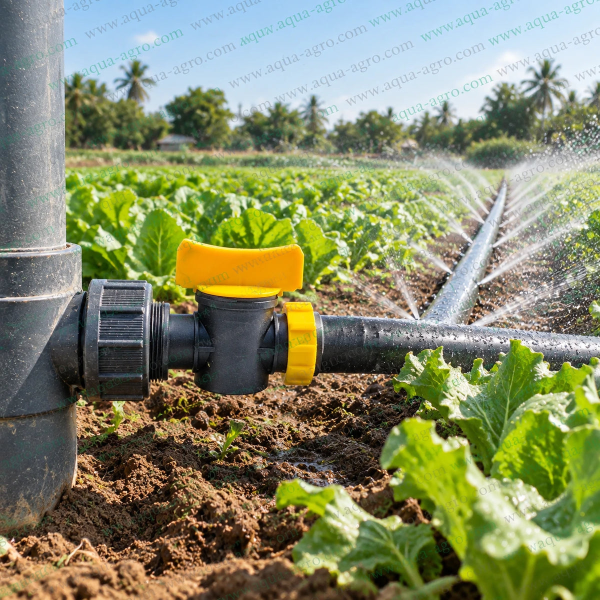 AQUA AGRO 32mm Rain Pipe Starter Tap Cock Installed on Irrigation Mainline with Male Threaded Nipple and Ring Fit Connection for Water Flow Control in Farm and Garden Irrigation Systems