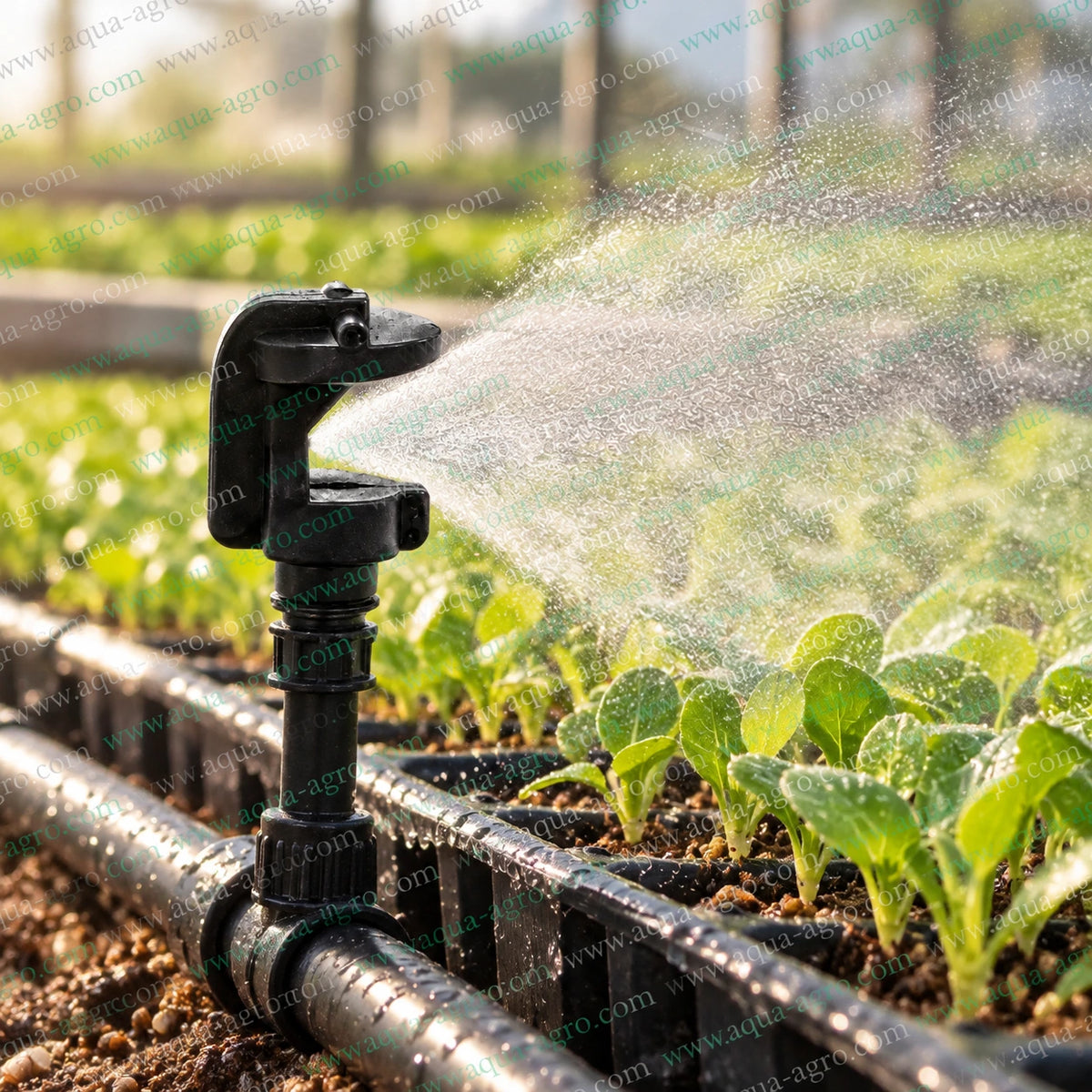 AUTOMAT Aqua Haze HT-200 Black Half Circle Micro Sprayer Providing 180 Degree Fine Water Mist for Vegetable Seedlings and Greenhouse Nursery Irrigation