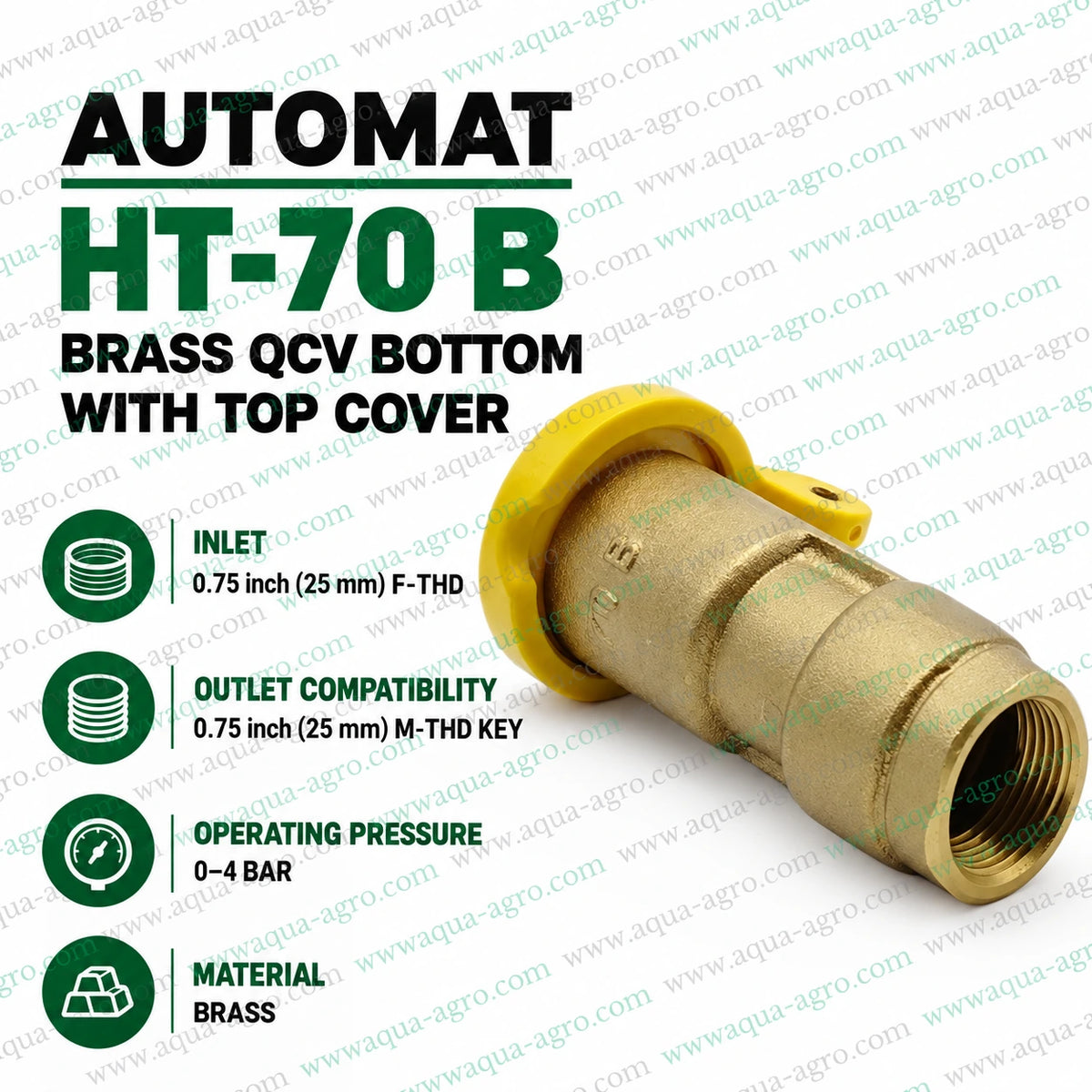 AUTOMAT HT 70 B Brass QCV Bottom Valve with Top Cover 0.75 Inch 25mm F THD Quick Coupling Valve for Irrigation Sprinkler Systems