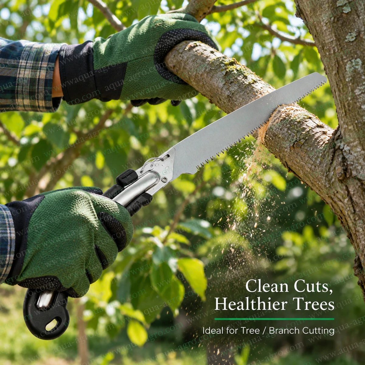 DAP PULLMAN F-350-BG-HT premium hand pruning saw with 13 inch heat treated SK5 steel 3D razor sharp straight blade cutting thick tree branch for orchard garden and farm pruning