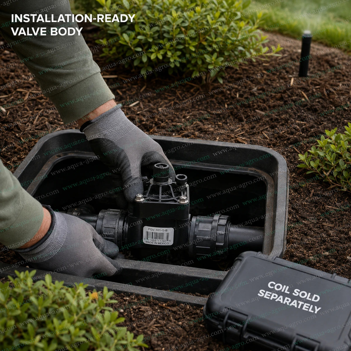 HUNTER PGV-101G-B-WOCOIL 1 inch irrigation automation valve body installation in valve box with flow control for landscape garden and sprinkler irrigation systems coil sold separately