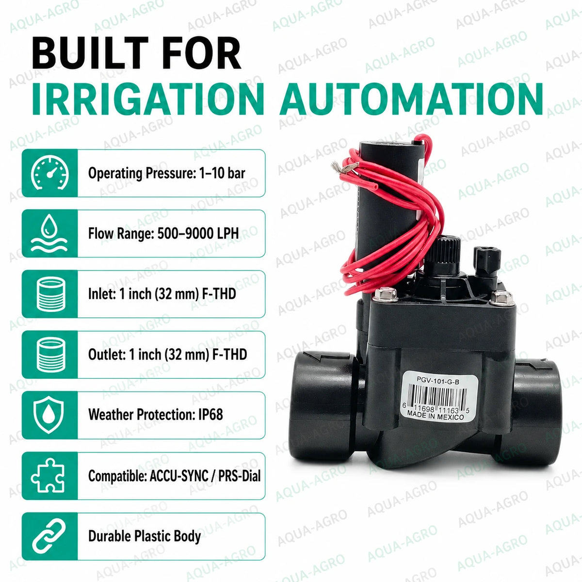 HUNTER PGV-101G-B 1 inch Solenoid Valve – 24 VAC, Flow Control, Irrigation Automation