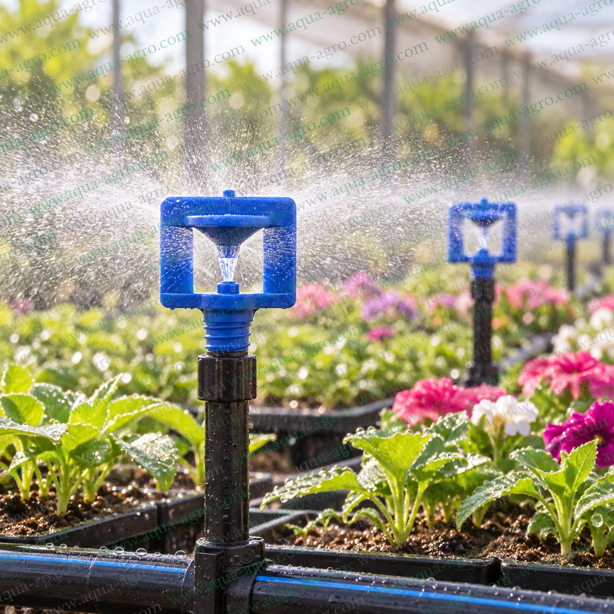 JAIN J-Jet Blue 35 LPH Full Circle Micro Sprinkler Providing Uniform 360 Degree Water Spray for Flower Gardens Vegetable Seedlings and Greenhouse Nursery Irrigation