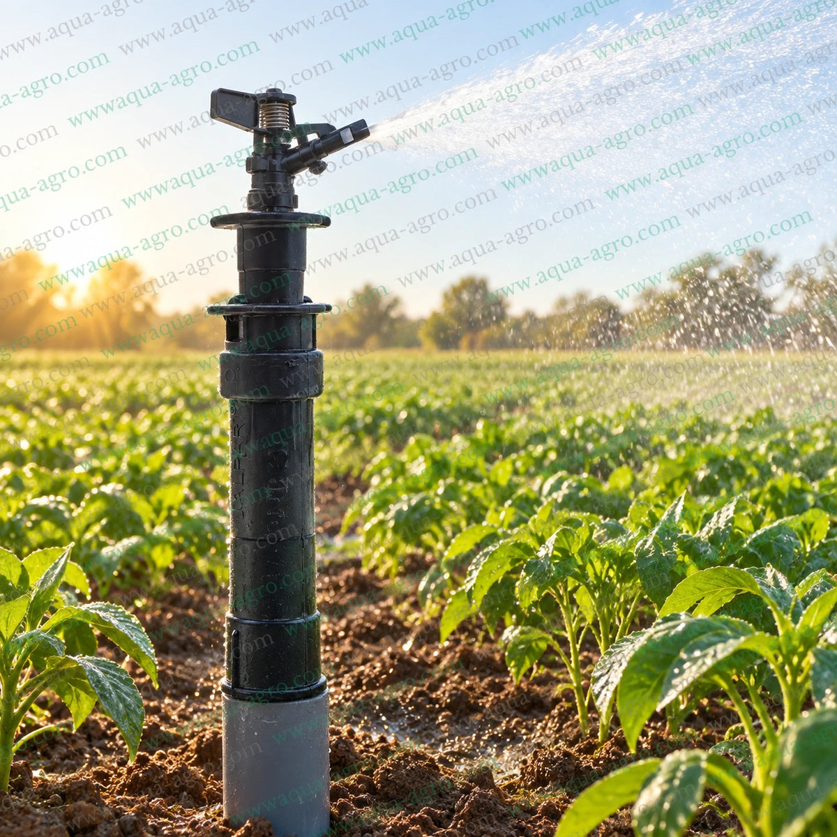 JALPARI quick coupling valve QRC QCV set with 1 inch 32mm female threaded bottom inlet and top riser key installed with sprinkler for agricultural field irrigation