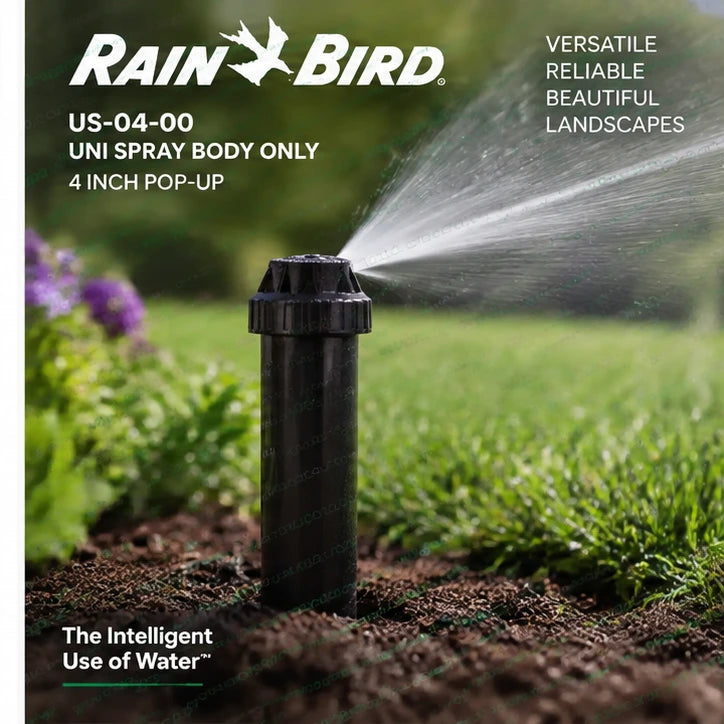RAIN BIRD US-04-00 Uni-Spray 4 inch pop-up sprinkler body for lawn garden and landscape irrigation with compatible spray nozzles
