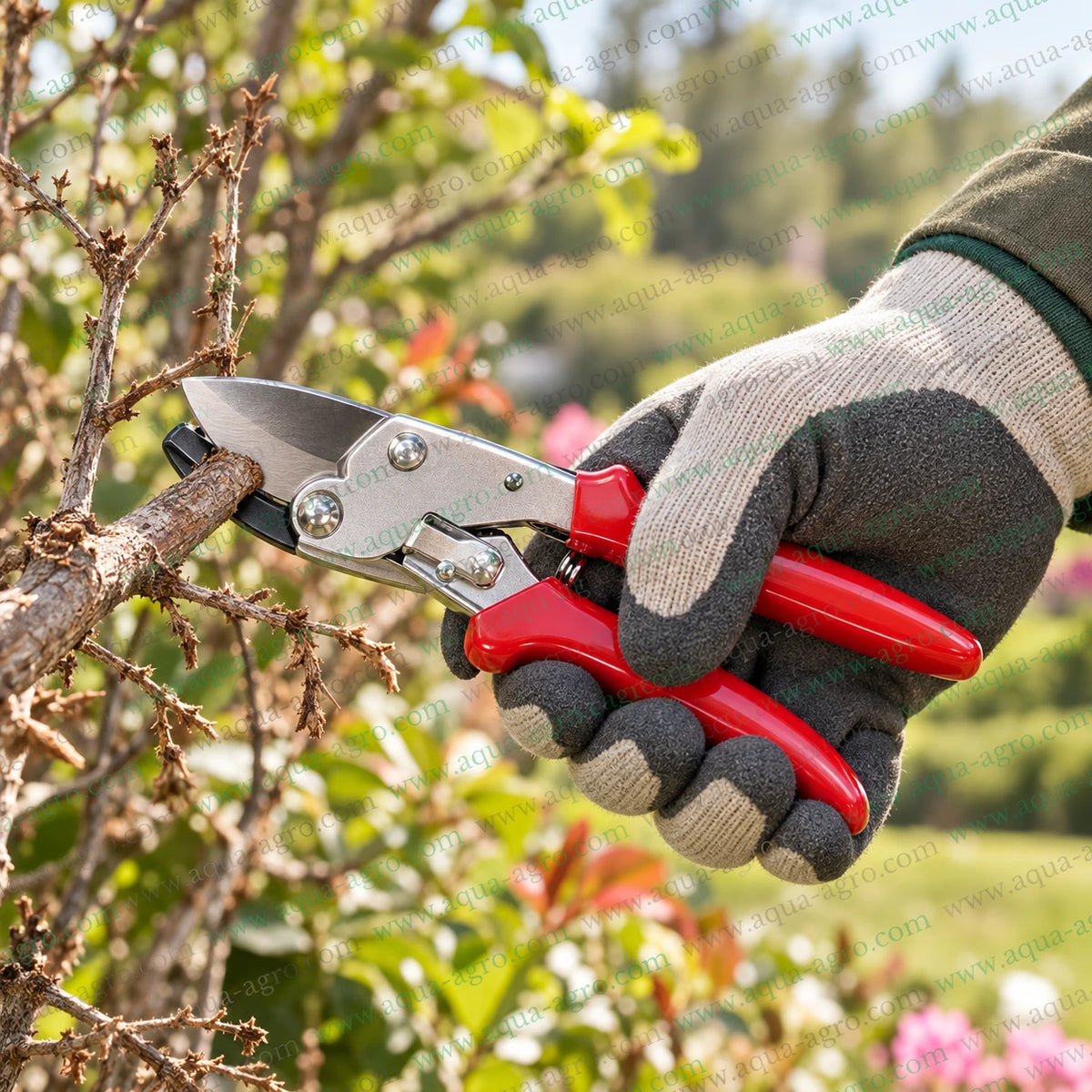 SUNYA Taiwan 31001Z premium anvil pruner cutting dry woody branch with metal handle red grip and 18mm cutting capacity for garden pruning