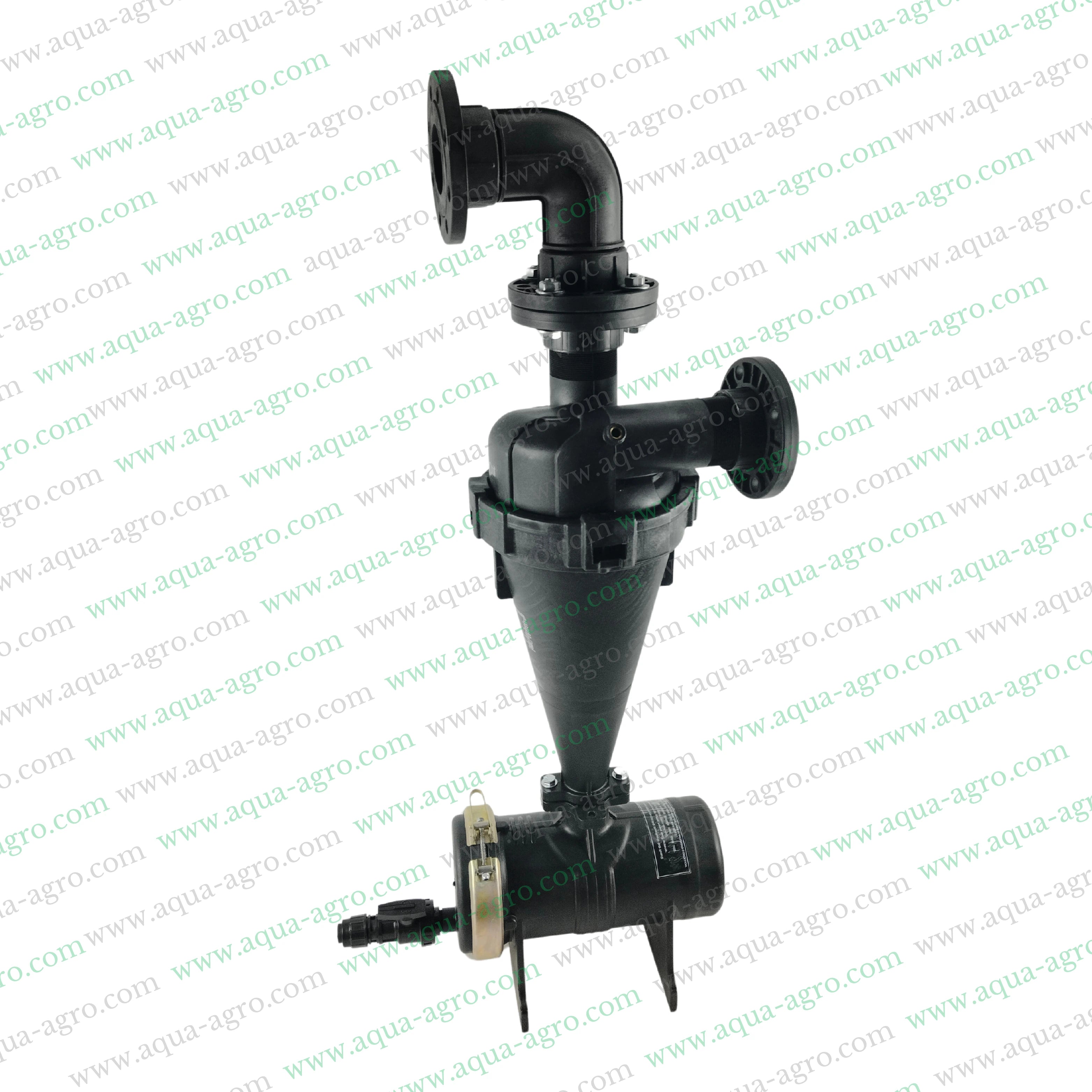 AUTOMAT - Filter - Hydrocyclone - 3 Inch (90mm) - Flanged End - 50 (m3-Hr) - Regular Plastic Body with Top Elbow - (HT-146FE)