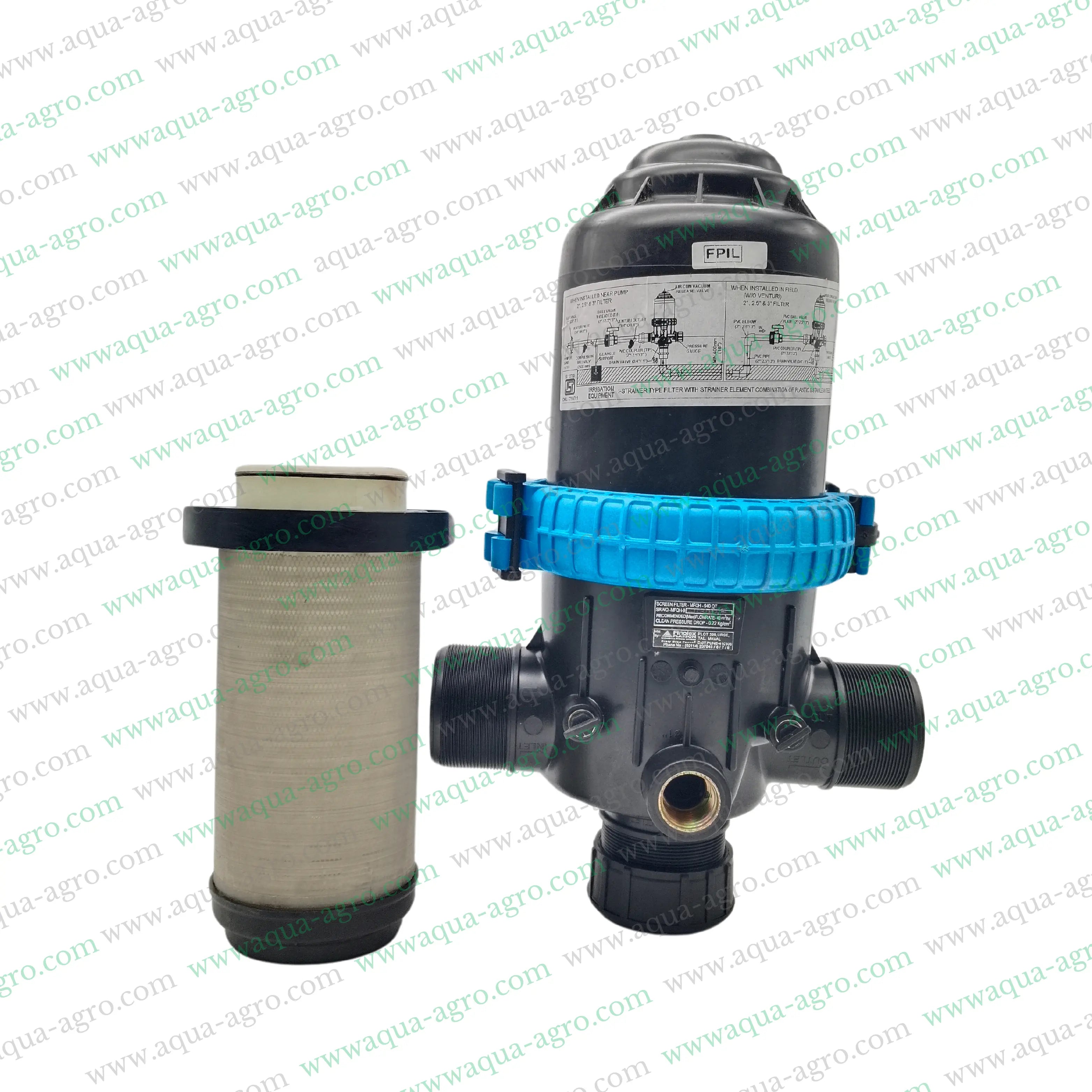 FINOLEX PLASSON - Filter - Screen - 3 Inch (90mm) (M-Thd) - T-Type - 40 (m3-Hr) - QAT - Regular Plastic Body