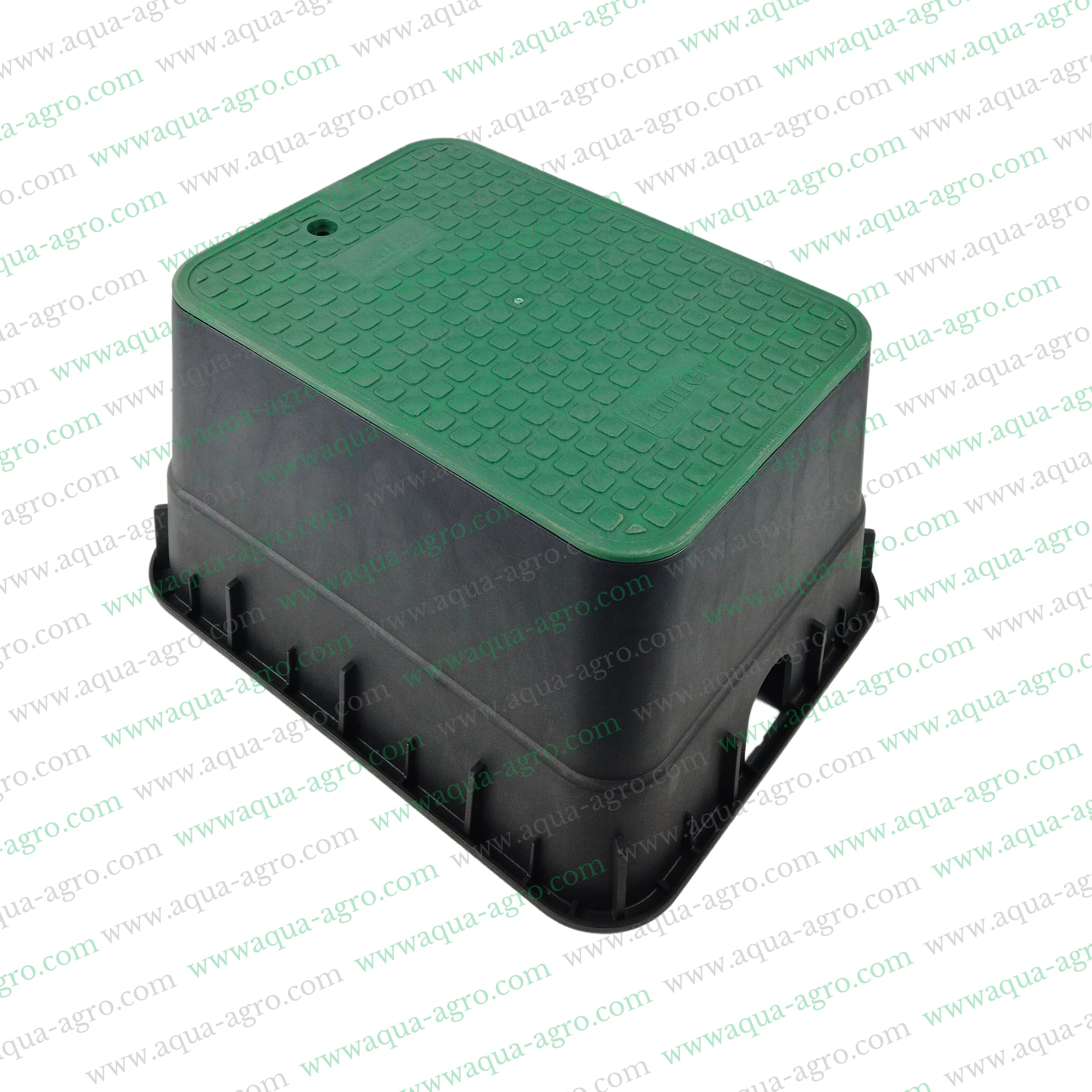 HUNTER - Valve Box - Plastic - 12 Inch - Rectangular - Corrugated box with green lid