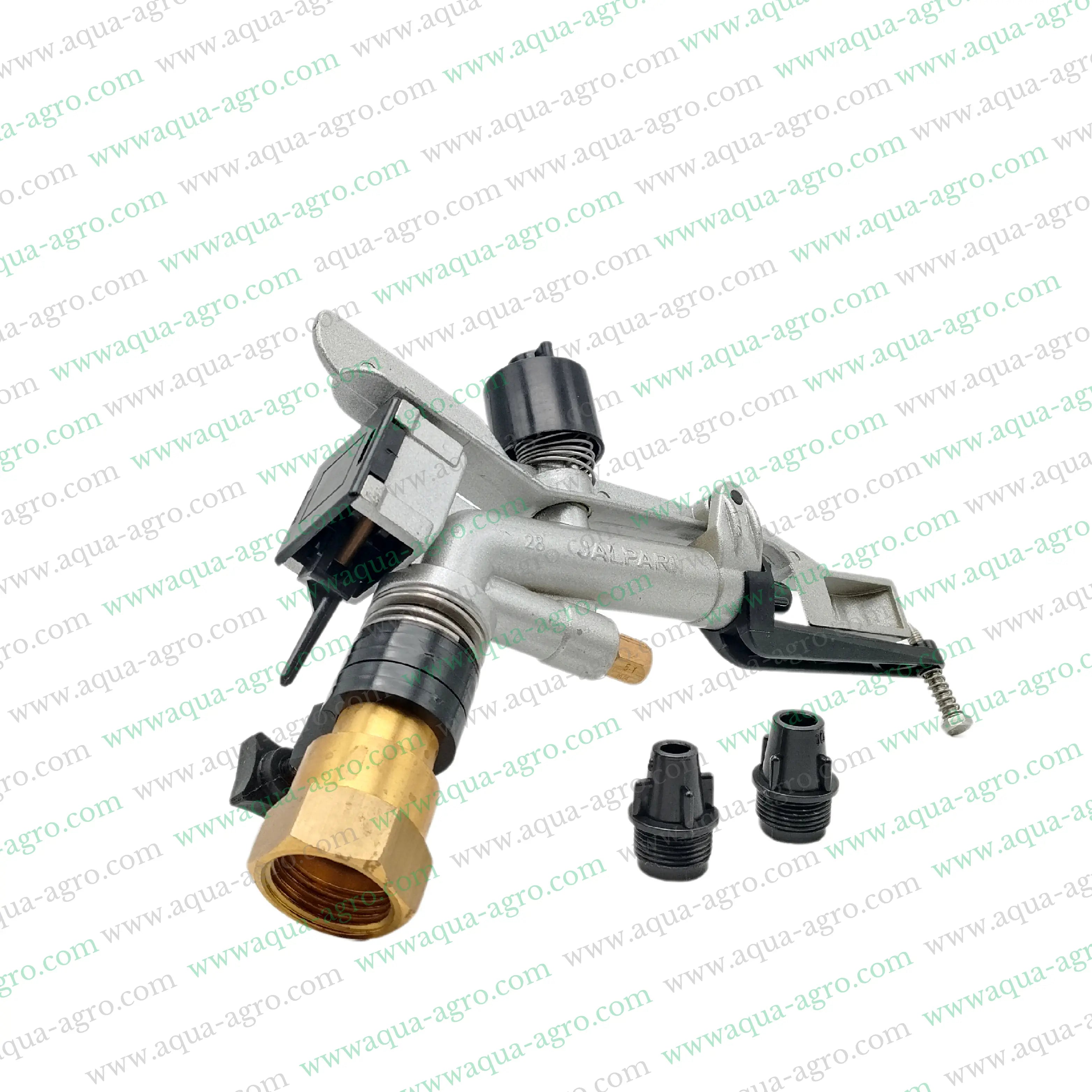 Jalpari Rain Gun Sprinkler RG-25 components including brass fitting and nozzles for efficient irrigation.