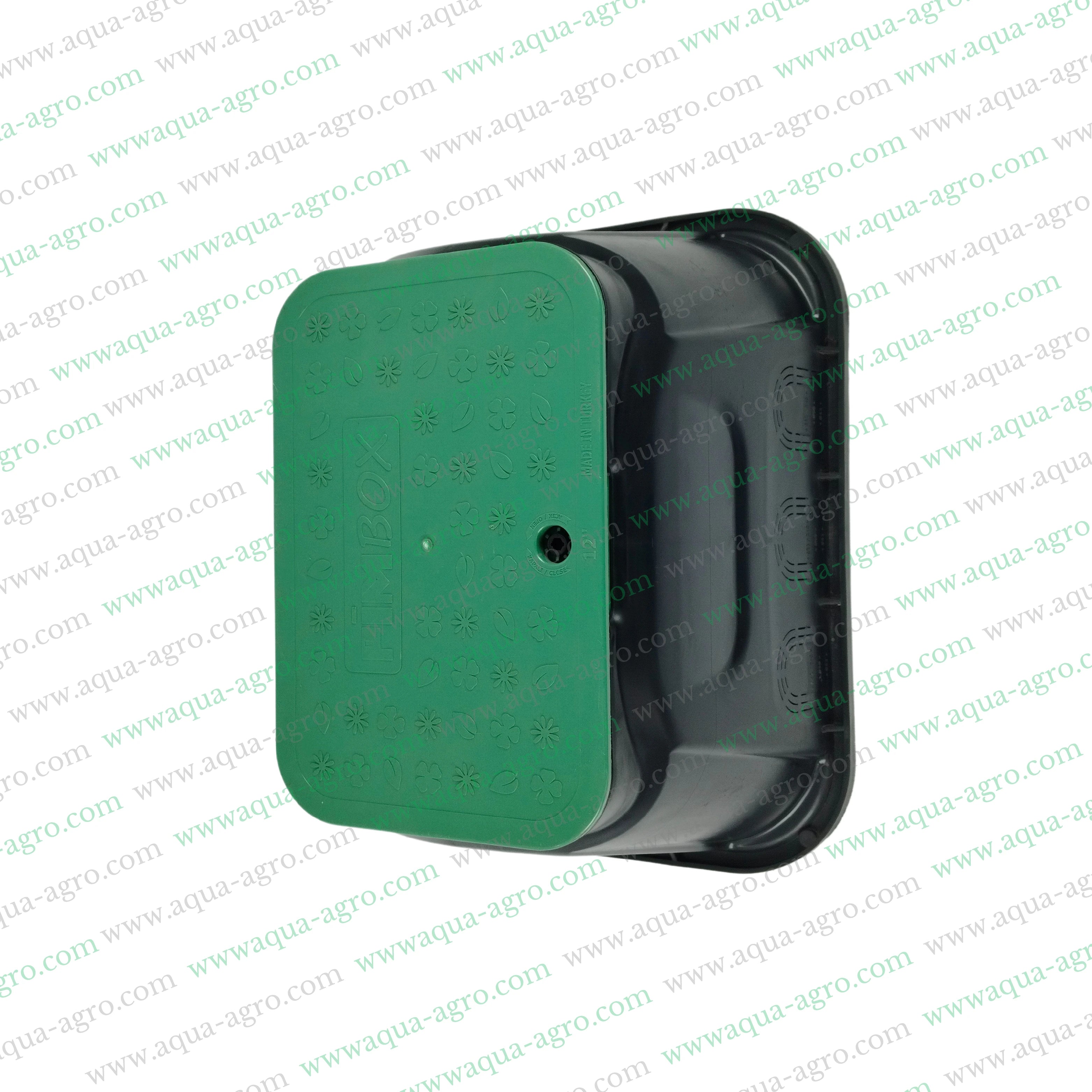 PIMTAS - Valve Box - Plastic - 12 Inch - Rectangular - Corrugated box with green lid - Standard