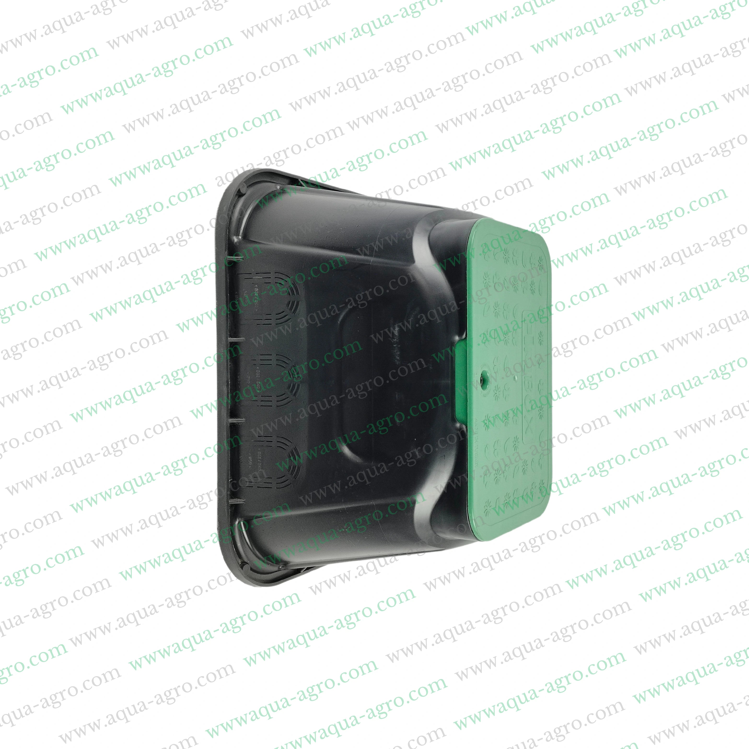 PIMTAS - Valve Box - Plastic - 12 Inch - Rectangular - Corrugated box with green lid - Standard