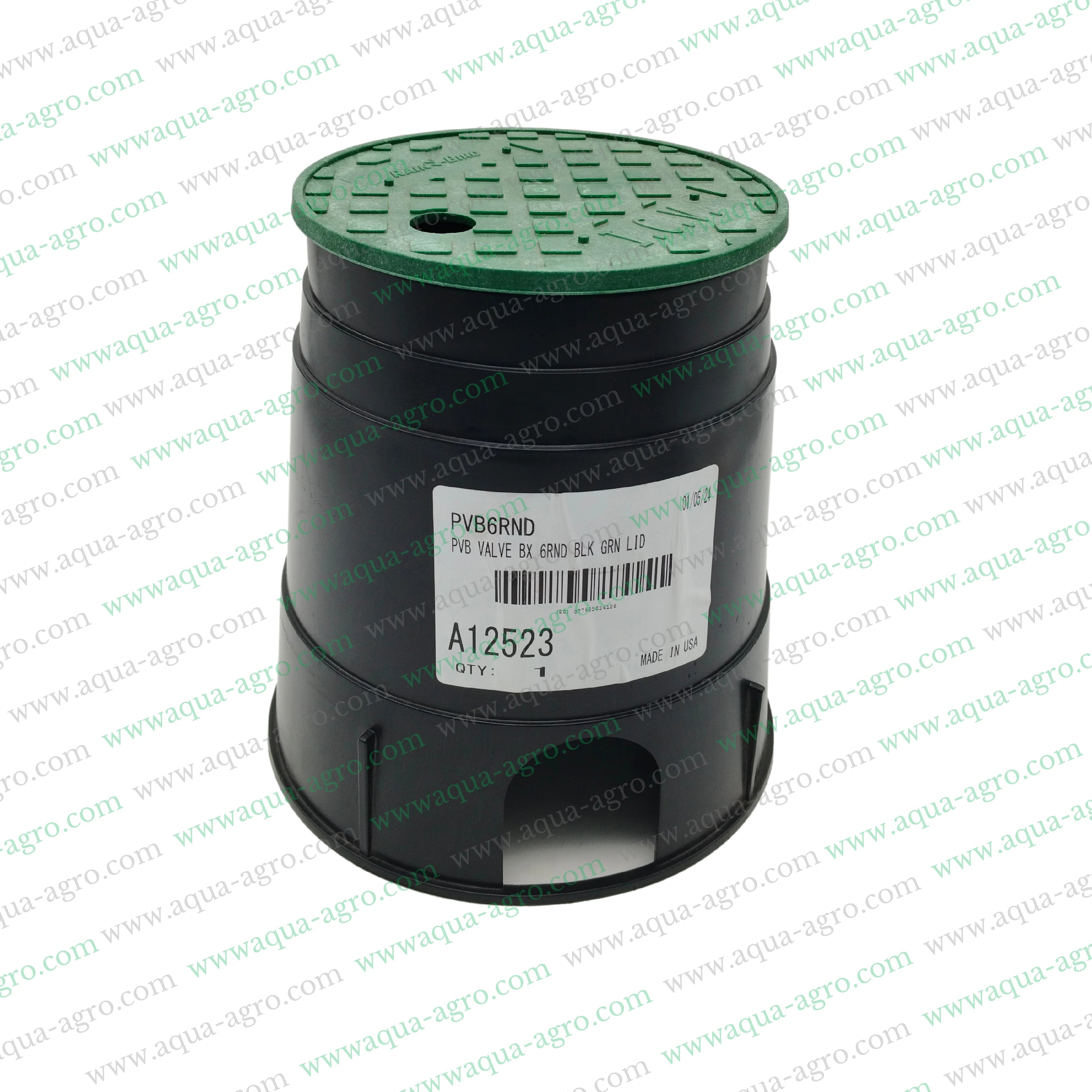 RAIN BIRD - Valve Box - Plastic - 6 Inch - Round - Corrugated box with green lid - PVB Series - PVB6RND