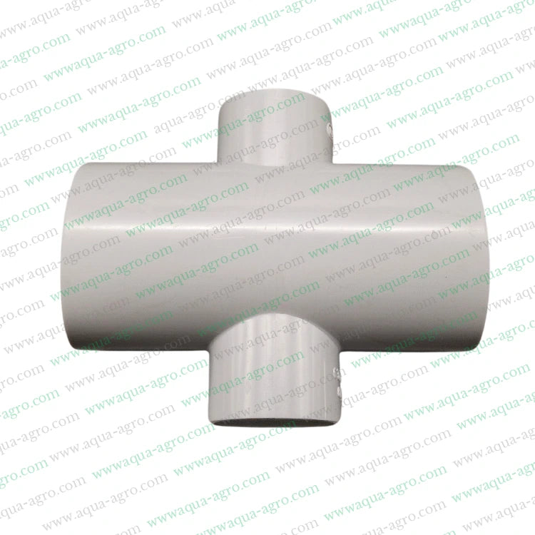 4-way tee fitting,1-inch 32mm PVC fitting,0.5-inch 20mm PVC fitting,Moulded PVC fittings,6 kg f/cm² pressure fitting