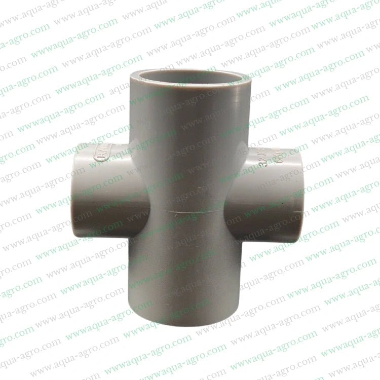 PVC pipe fittings,Reducer cross tee,4-way tee,1-inch 32mm pipe,0.75-inch 25mm pipe