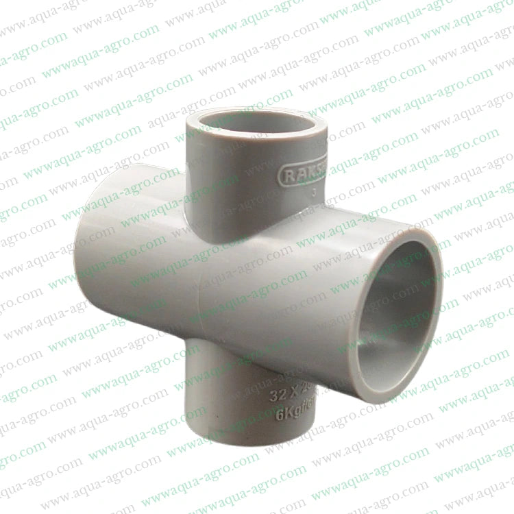 PVC pipe fittings,Reducer cross tee,4-way tee,1-inch 32mm pipe,0.75-inch 25mm pipe