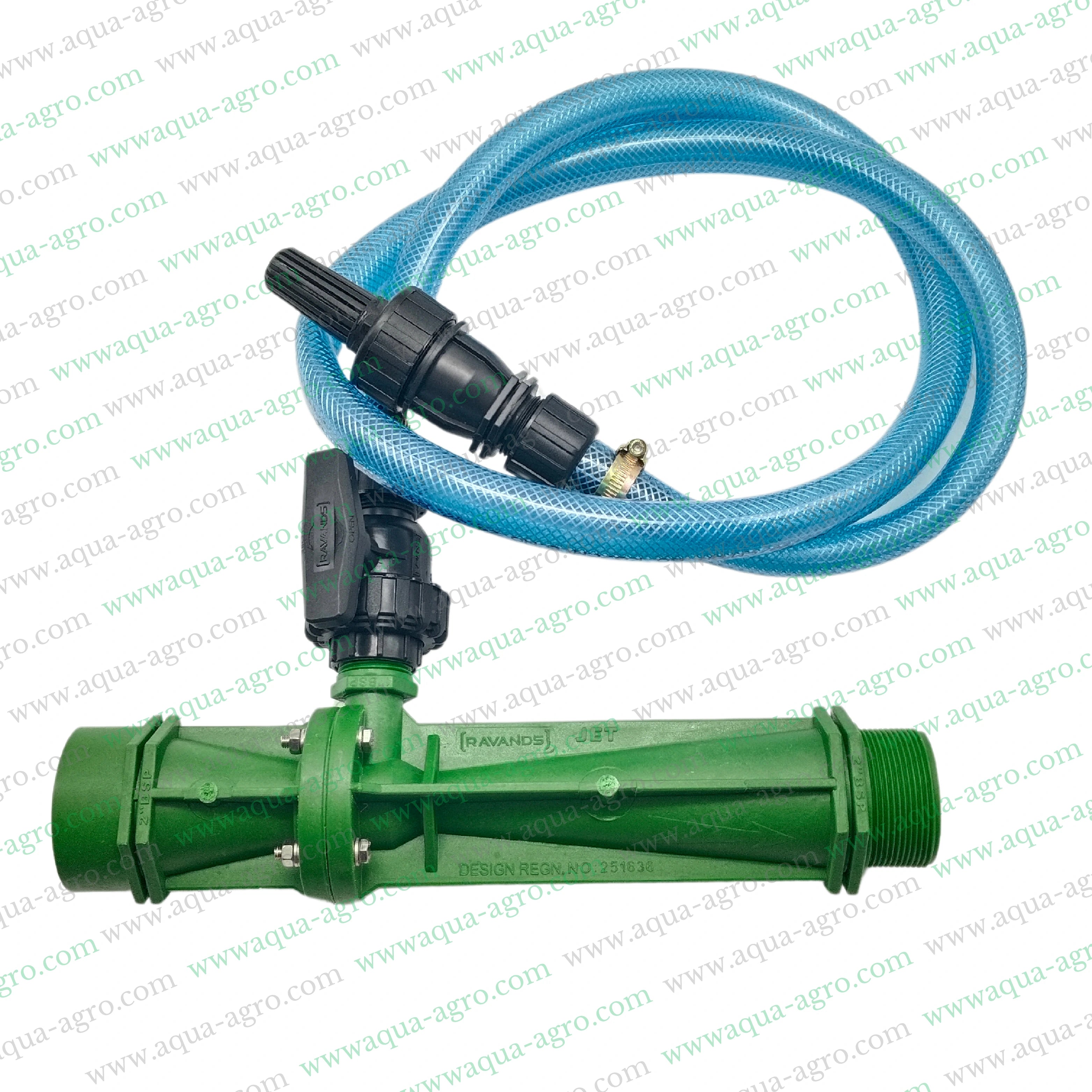 RAVANDS - Fertilizer Injecor - Venturi - 2 Inch (63mm) - JET - Low Flow - Green Colour - with suction port assembly - RAV-VEN-63-JET