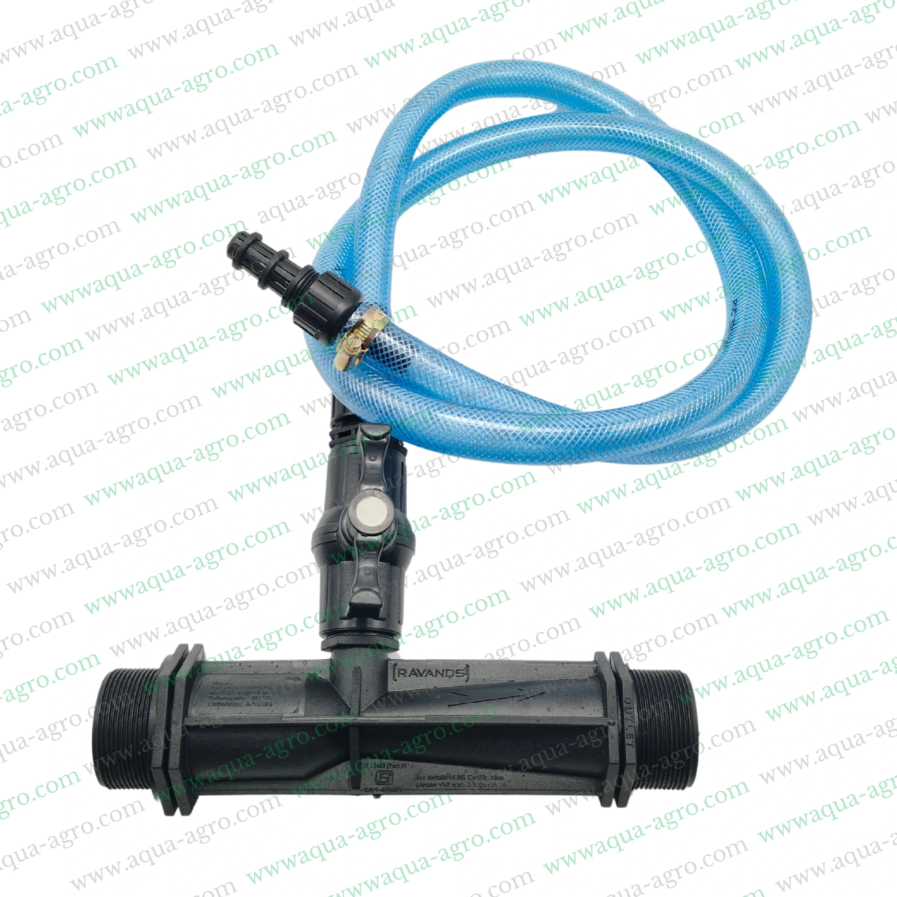 RAVANDS - Fertilizer Injecor - Venturi - 2 Inch (63mm) - SPRINTER - Black Colour - with suction port assembly - RAV-VEN-63-SPR