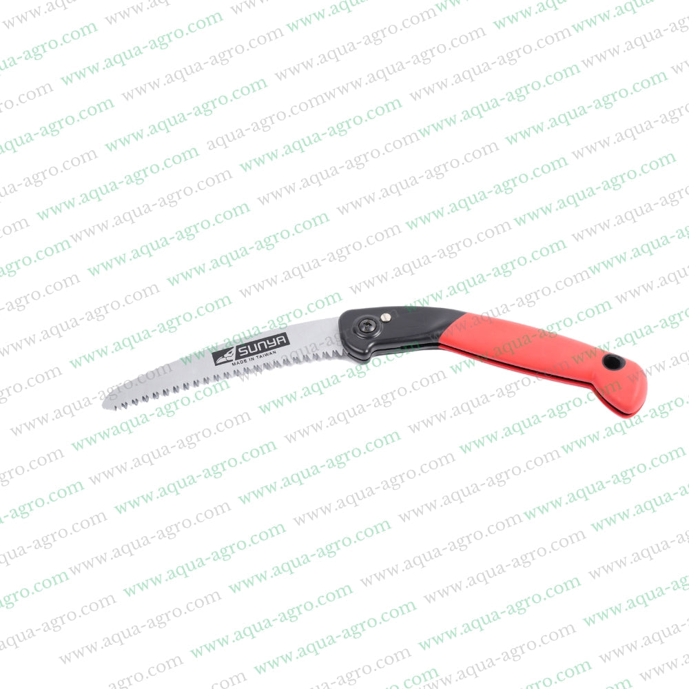 SUNYA (TAIWAN) - Folding Pruning saw - 620019 - 4 inch cut - Premium curved saw with heat treated 1mm blade - Plastic handle (Red)
