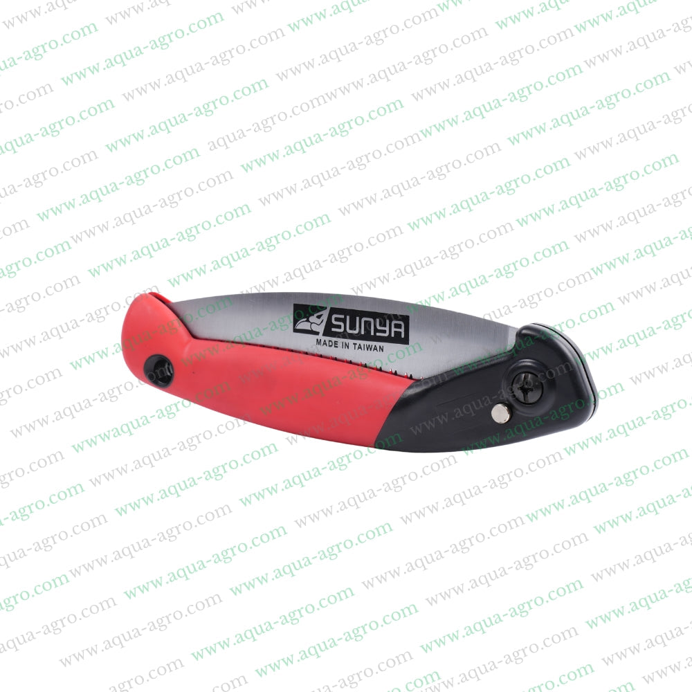 SUNYA (TAIWAN) - Folding Pruning saw - 620019 - 4 inch cut - Premium curved saw with heat treated 1mm blade - Plastic handle (Red)