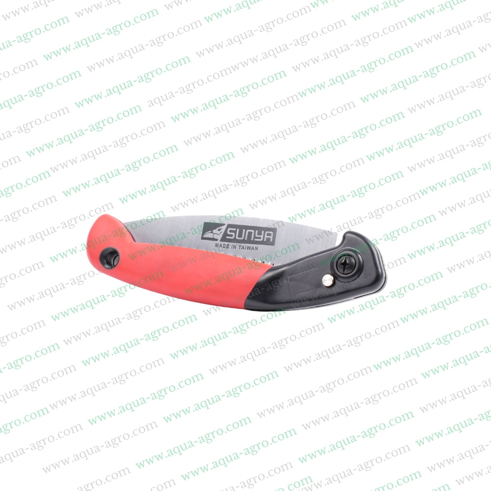 SUNYA (TAIWAN) - Folding Pruning saw - 620019 - 4 inch cut - Premium curved saw with heat treated 1mm blade - Plastic handle (Red)