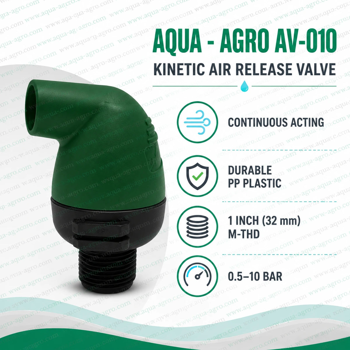 Aqua-Agro AV-010 Kinetic Air Release Valve Installed In Irrigation System For Continuous Air Release And Pipeline Protection