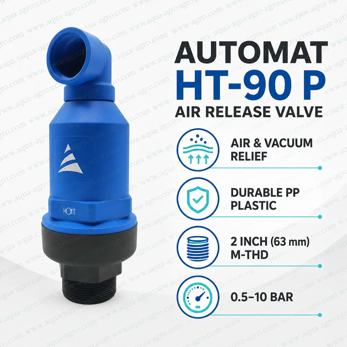 Automat HT-90 P 2 Inch 63mm PP Plastic Air Release And Vacuum Relief Valve With Male Thread