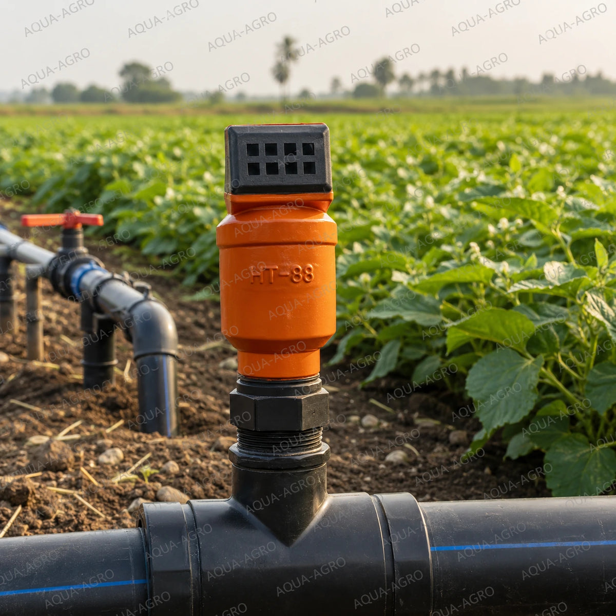 Automat HT-88 Air Release Valve Installed On Agricultural Irrigation Pipeline For Releasing Trapped Air And Vacuum Relief