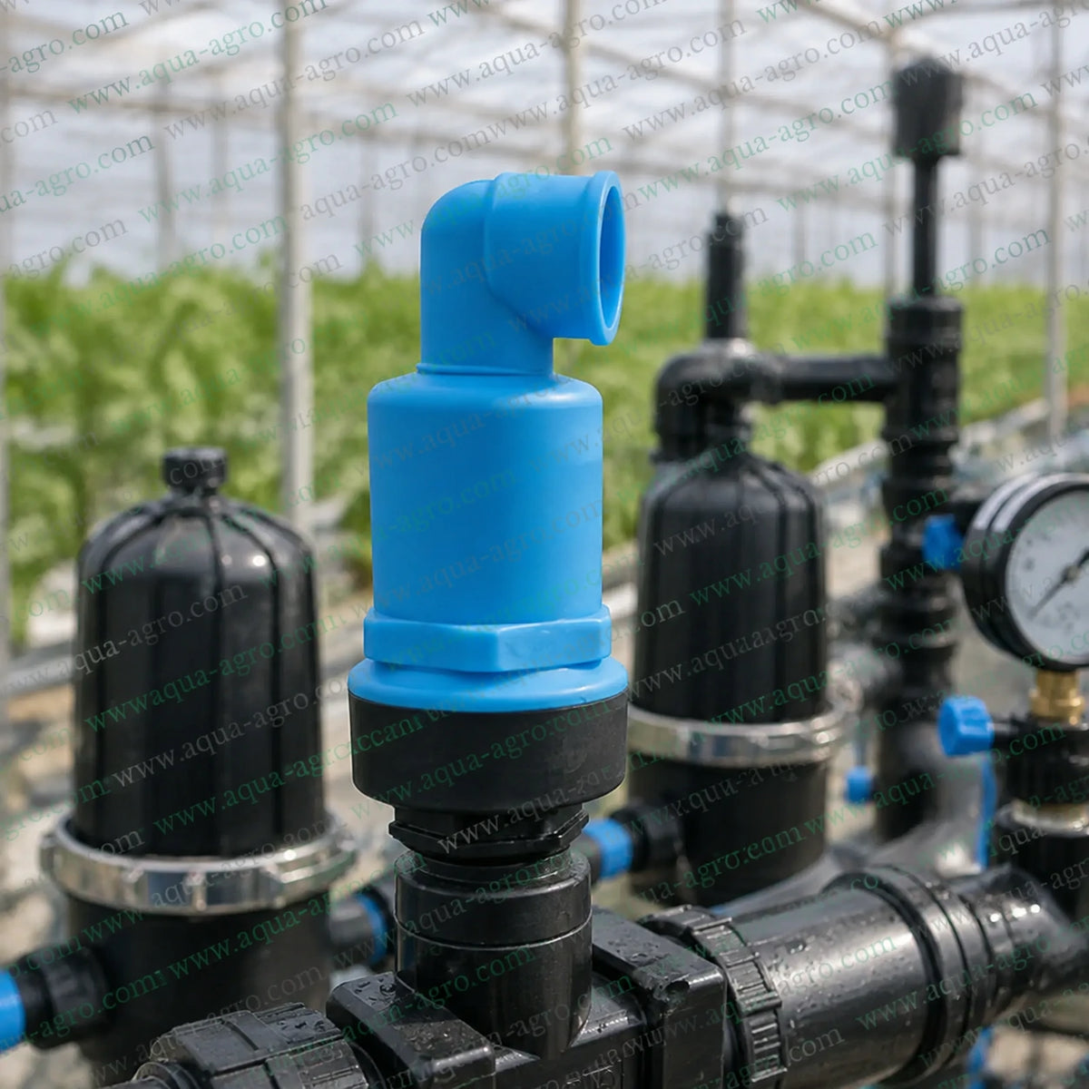 Finolex Plasson 1 Inch 32mm PP Plastic Air Release Valve Installed In Greenhouse Irrigation Filtration System