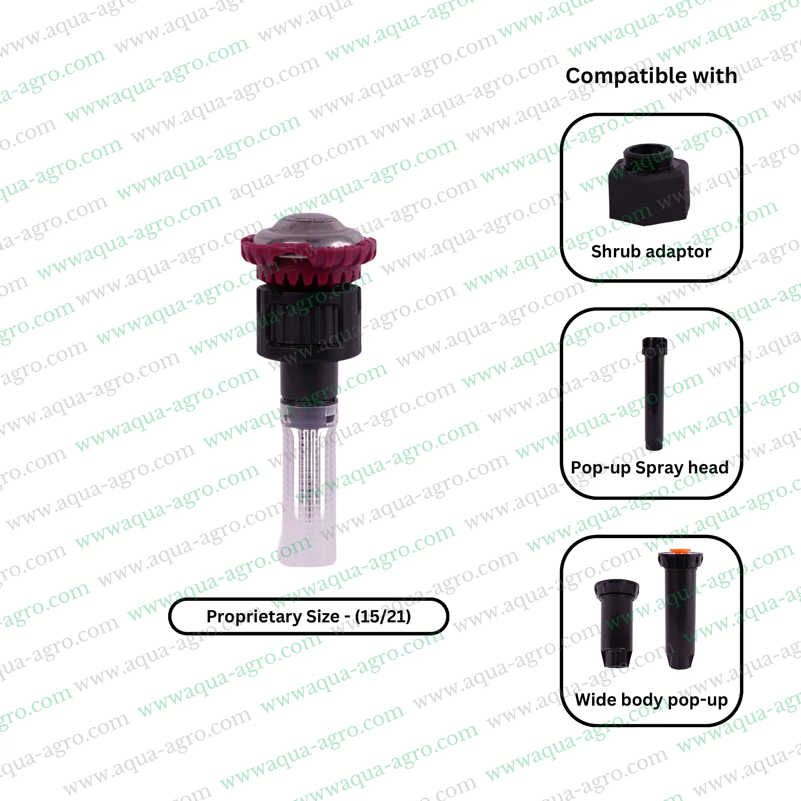 RAIN BIRD | Pop-up Sprinkler - Nozzle - Rotary Spray - R-VAN-24-ADJ - Adjustable 17-24 Feet Radius - ARC - 45-270 DEG