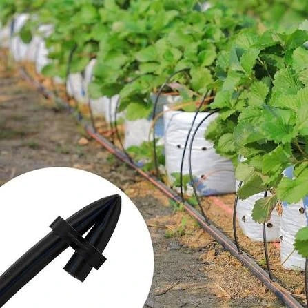 AQUA-AGRO Lite 16mm drip irrigation line end clamp installation guide showing how to insert the lateral pipe fold the pipe end and lock it through the second slot for secure water flow closure