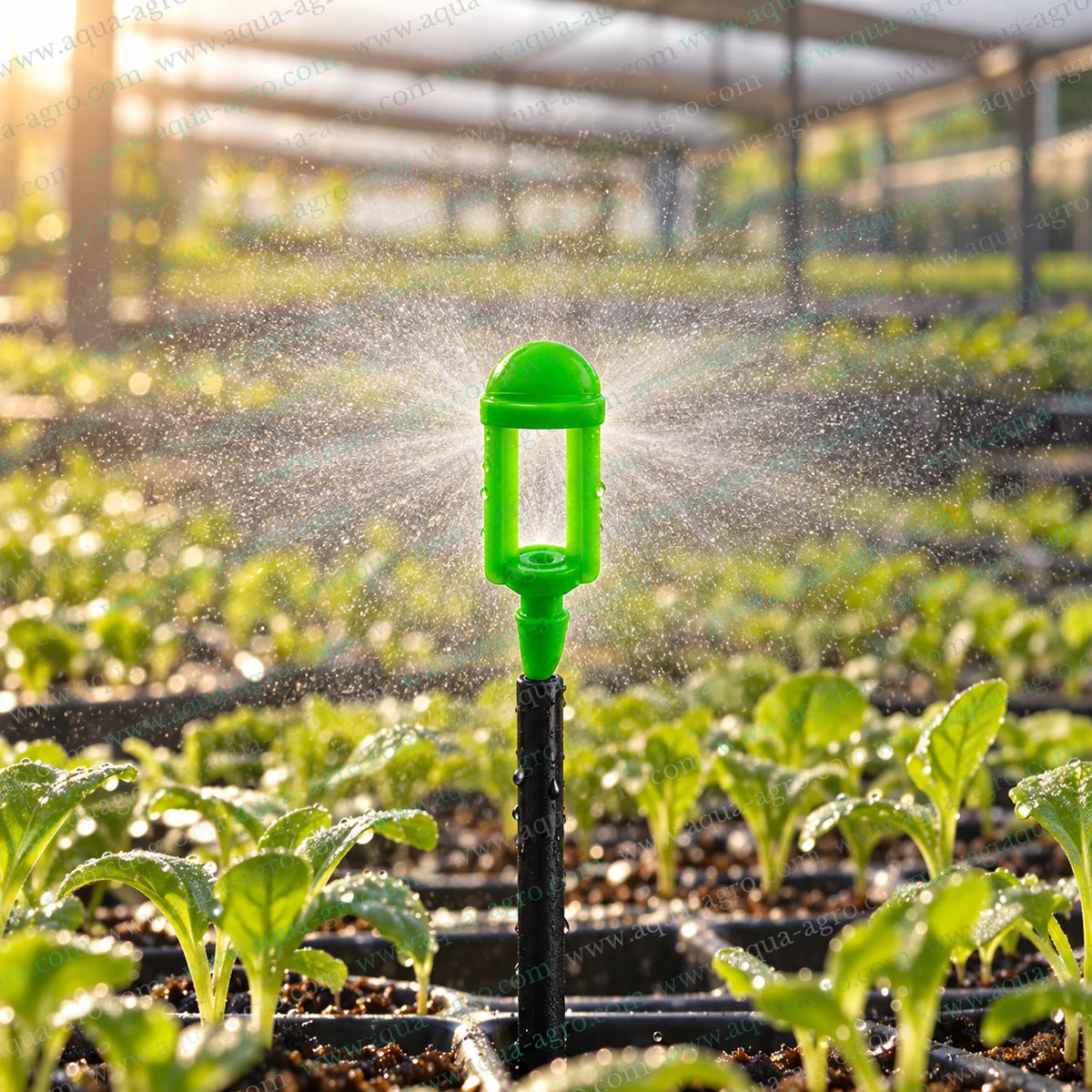 AQUA AGRO U Mist Long Body Green Micro Sprayer Providing 360 Degree Fine Water Mist for Vegetable Seedlings and Plants in Greenhouse Nursery and Agricultural Irrigation Systems