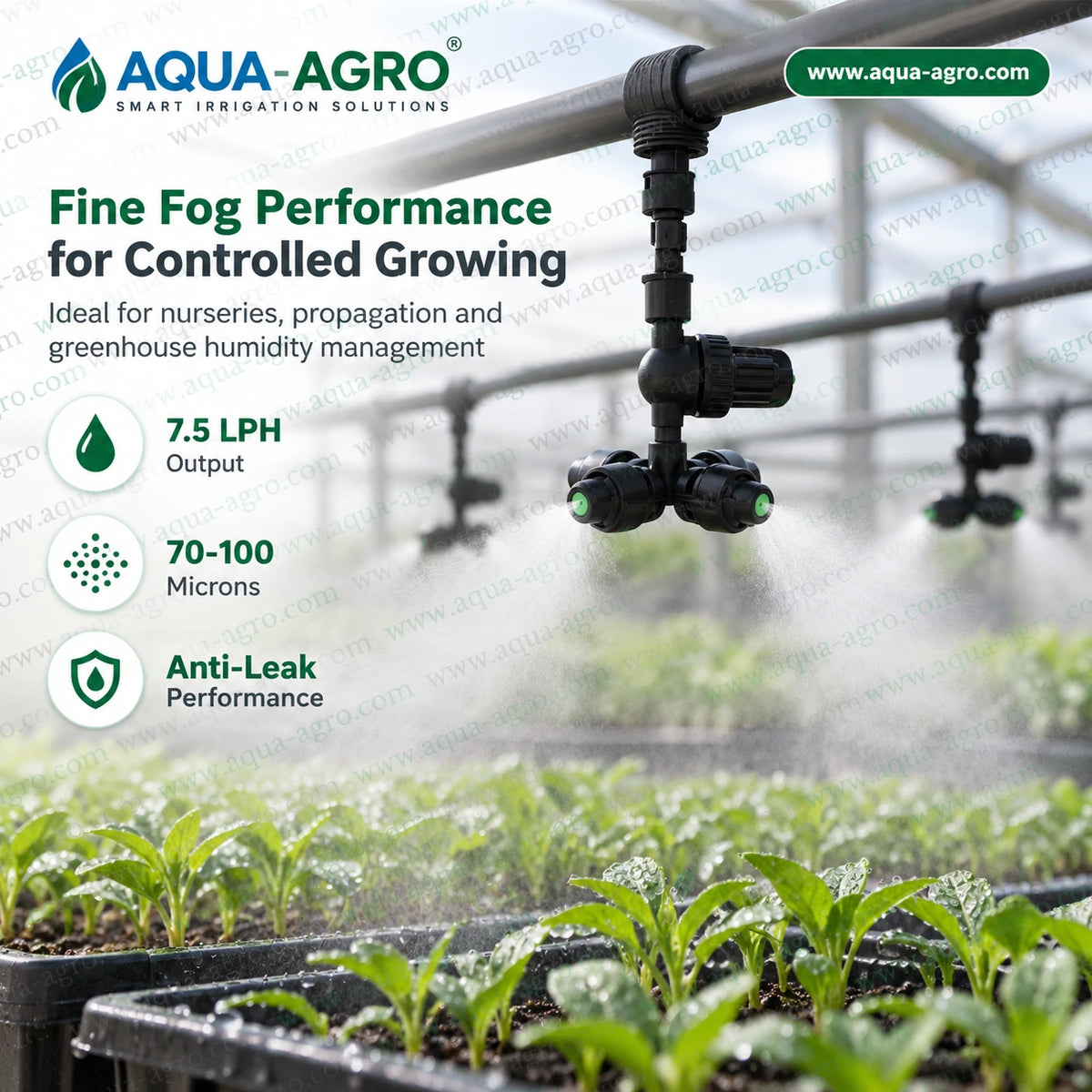 AUTOMAT HARIT 4 way anti leak plastic fogger nozzle with bayonet adaptor and half inch male threaded inlet for greenhouse cooling nursery irrigation plant propagation and humidity control with fine mist spray