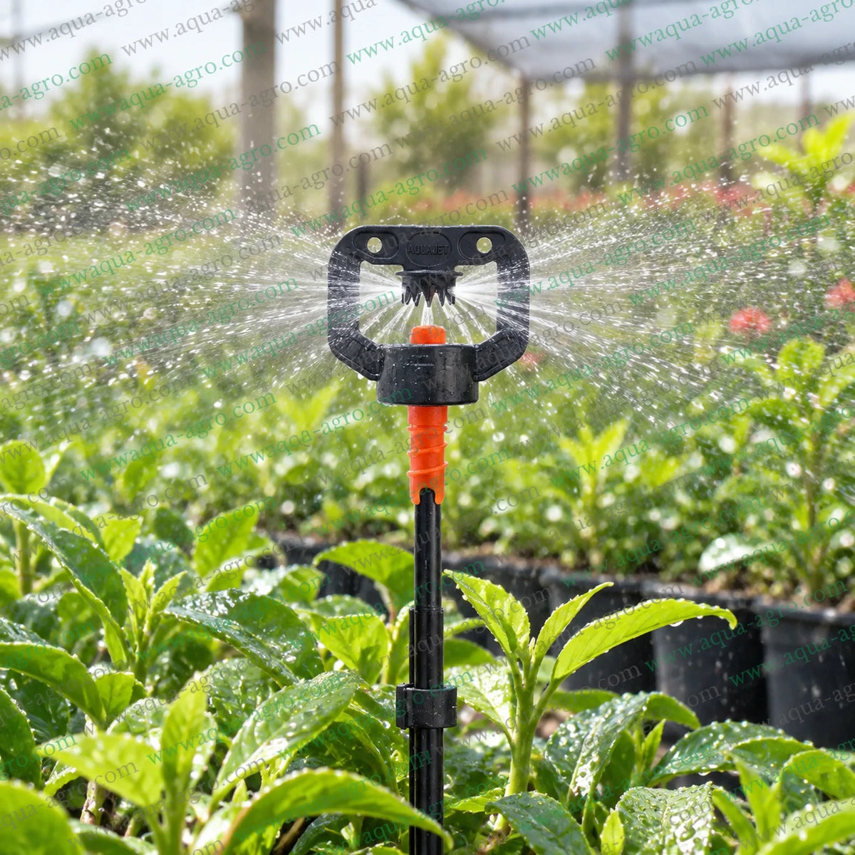 AUTOMAT Harit HT-201 Aqua Jet 12 Jet Full Circle Micro Sprinkler Spraying Water Over Nursery Plants with 4mm Micro Thread Inlet for Garden Agriculture and Landscape Irrigation