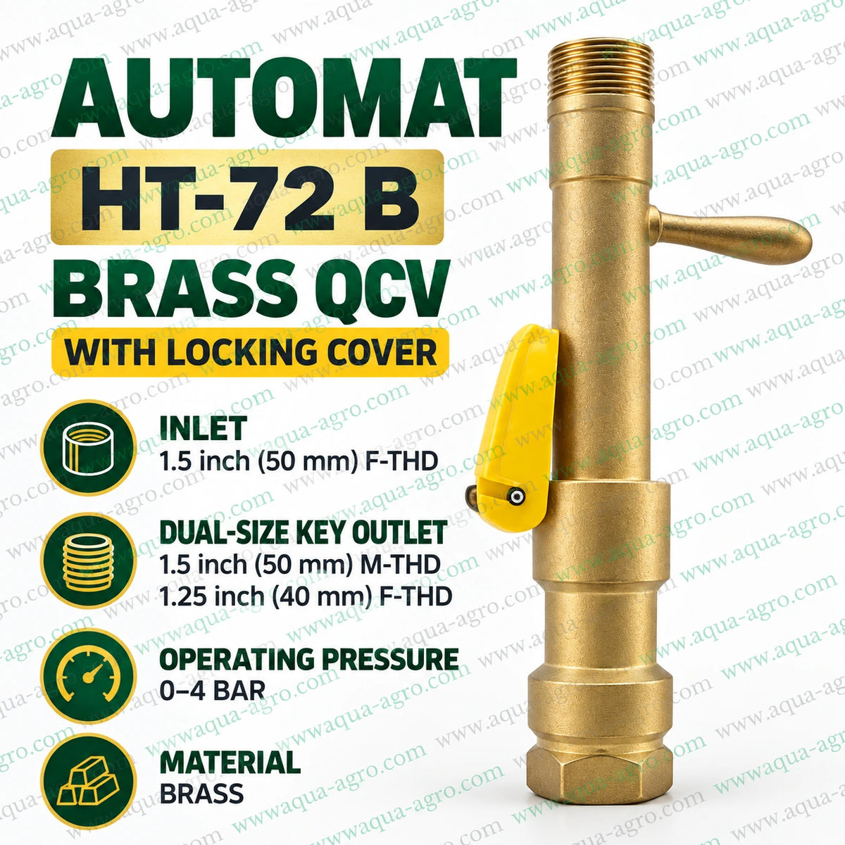 AUTOMAT HT 72 B brass QRC QCV bottom with locking cover 1.5 inch 50mm female threaded inlet dual size key outlet for irrigation system