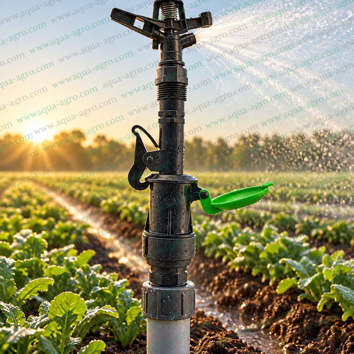 AUTOMAT HT 71 PM plastic quick coupling valve installed with sprinkler for agricultural field irrigation 1 inch 32mm male threaded QCV connection