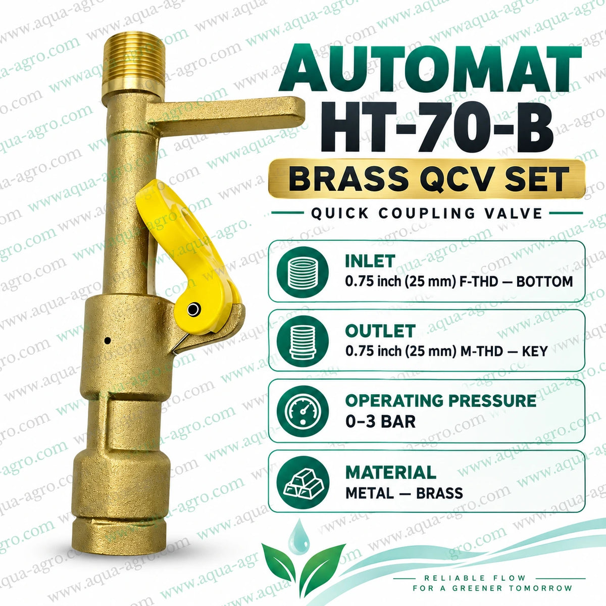 AUTOMAT HT 70 B brass QCV set 0.75 inch 25mm F THD inlet bottom with top riser key quick coupling valve for agricultural sprinkler garden and irrigation systems