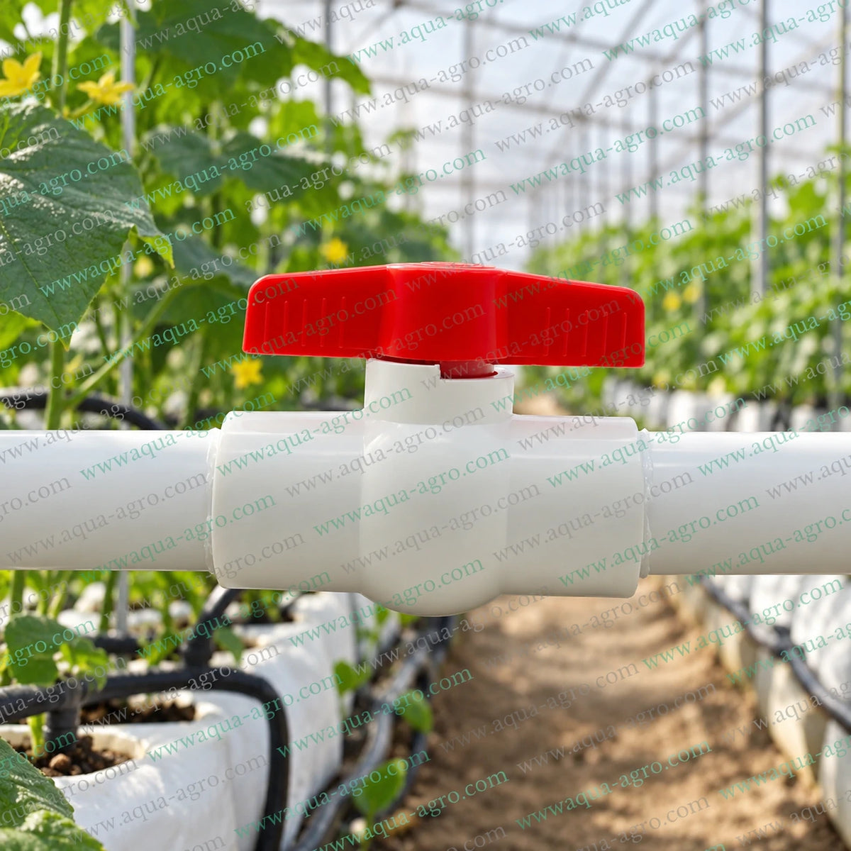 FINOLEX 1.25 inch 32mm UPVC ball valve installed in greenhouse irrigation pipeline