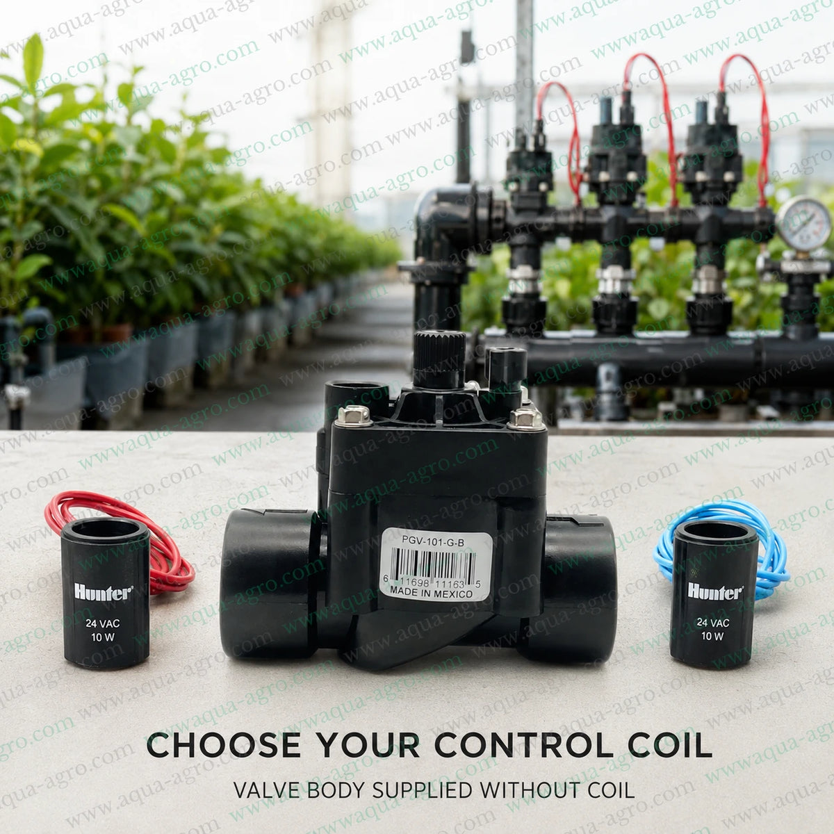 HUNTER PGV-101G-B-WOCOIL 1 inch 32mm female threaded irrigation solenoid valve body without coil compatible with 24 VAC control coils for automatic irrigation systems
