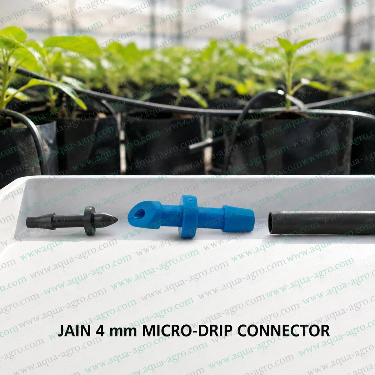 JAIN 4mm micro drip connector blue cross cut pin poly takeoff fitting for connecting micro tube in nursery greenhouse garden and drip irrigation systems