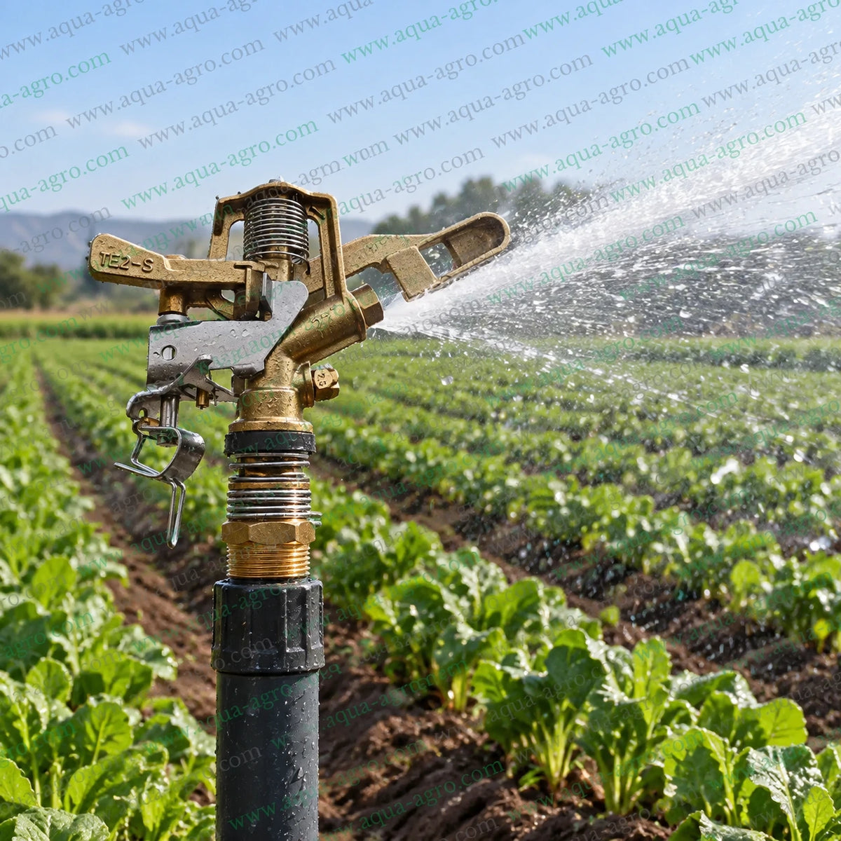 JALPARI TE-2 Sector brass mini impact sprinkler adjustable part circle and full circle 360 degree irrigation sprinkler 35 to 45 feet radius 0.75 inch male threaded durable metal sprinkler for agriculture farms orchards and gardens