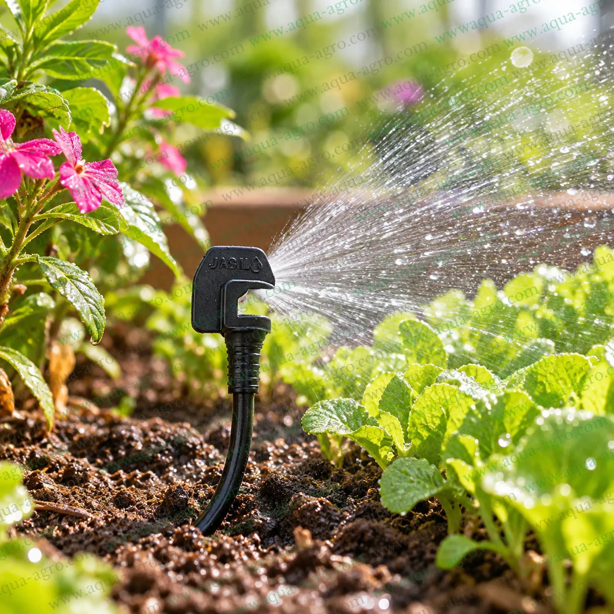 JAIN J-Jet Black 35 LPH Half Circle Micro Sprinkler Providing 180 Degree Water Spray for Flower Gardens Vegetable Seedlings and Nursery Border Irrigation