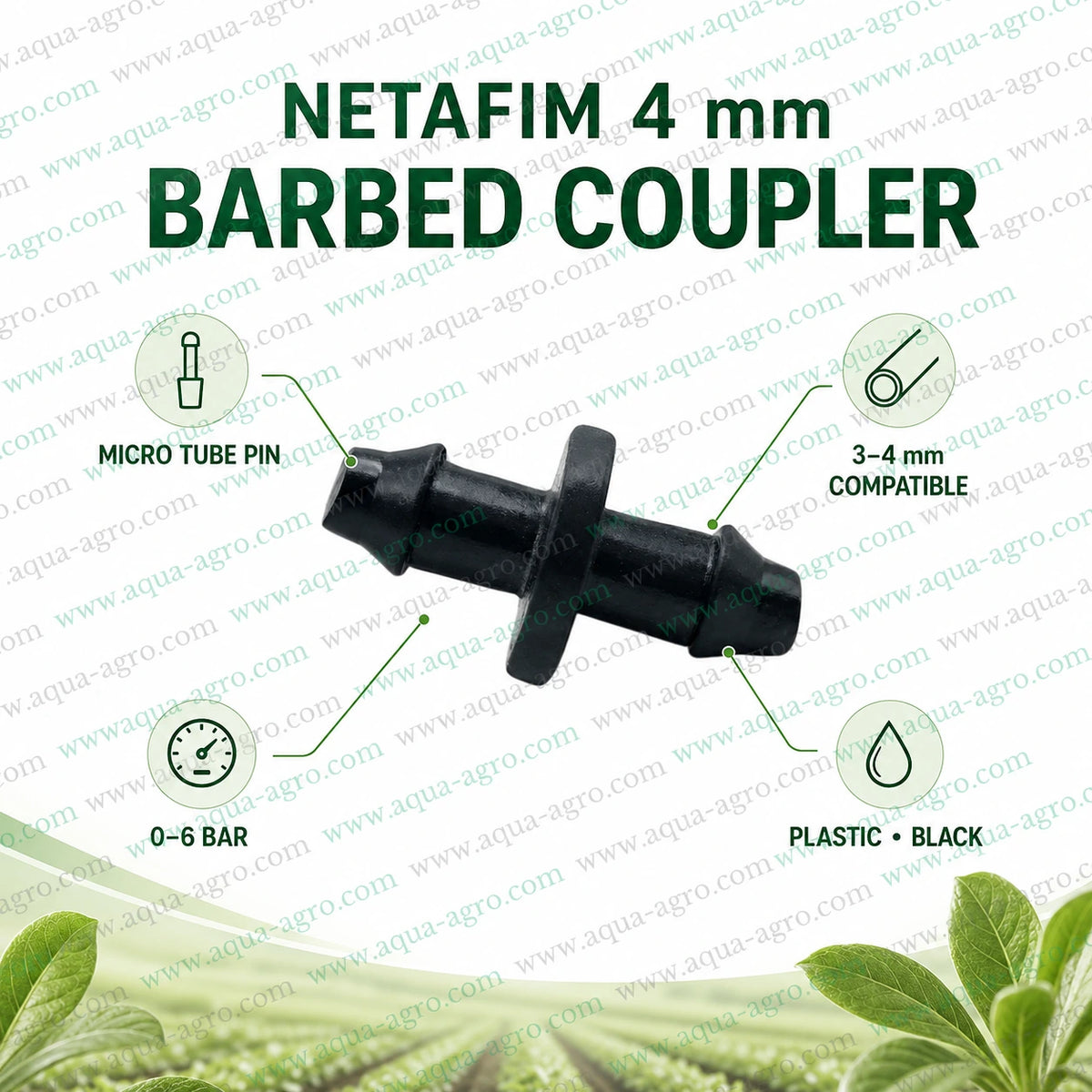 NETAFIM 4mm micro tube barbed coupler premium black micro irrigation connector with secure leak resistant fitting for drip irrigation systems